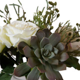 Uttermost - 60182 - Floral Bouquet & Vase - Belmonte - Berries, Greenery, Seed Pods, Succulents And Cream Roses In A Clear