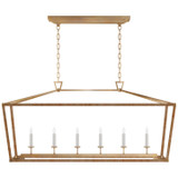 Visual Comfort Signature - CHC 5766AB/NRT - LED Linear Pendant - Darlana Wrapped - Antique-Burnished Brass and Natural Rattan