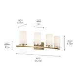 Kichler - 45498NBR - Four Light Bath - Crosby - Natural Brass