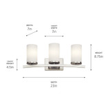 Kichler - 45497NI - Three Light Bath - Crosby - Brushed Nickel