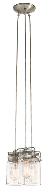 Kichler - 42869NI - Three Light Pendant - Brinley - Brushed Nickel