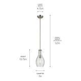 Kichler - 42456NI - One Light Pendant - Everly - Brushed Nickel