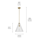 Kichler - 42200NBRCS - One Light Pendant - Everly - Natural Brass