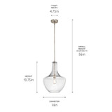Kichler - 42046NICS - One Light Pendant - Everly - Brushed Nickel