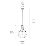 Kichler - 42046CH - One Light Pendant - Everly - Chrome