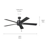 Kichler - 330243SBK - 60"Ceiling Fan - Lucian II - Satin Black