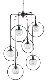 Currey and Company - 9869 - Six Light Pendant - Moorsgate - Blacksmith/Old Brass