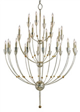Currey and Company - 9159 - 28 Light Chandelier - Paradox - Silver Granello/Gold Leaf