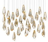 Currey and Company - 9000-0707 - 30 Light Pendant - Glace - Raj Mirror/Antique Brass