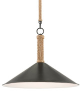 Currey and Company - 9000-0639 - One Light Pendant - Ocracoke - Sugar White/Blacksmith/Natural Rope