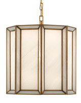 Currey and Company - 9000-0574 - One Light Pendant - Daze - Antique Brass/White