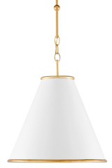 Currey and Company - 9000-0536 - One Light Pendant - Pierrepont - Painted Gesso White/Contemporary Gold Leaf/Painted Gold