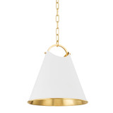 Hudson Valley - 6214-AGB/SWH - One Light Pendant - Burnbay - Aged Brass