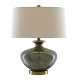 Currey and Company - 6000-0601 - One Light Table Lamp - Greenlea - Dark Gray/Moss Green/Antique Brass