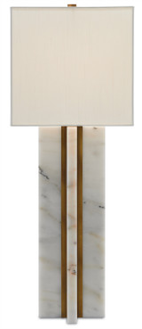 Currey and Company - 6000-0250 - One Light Table Lamp - Khalil - Marble/Antique Brass