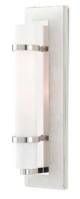 Currey and Company - 5800-0017 - One Light Wall Sconce - Bagno - Natural Alabaster/Polished Nickel/Opaque/White