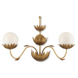 Currey and Company - 5000-0231 - Two Light Wall Sconce - Mirasole - Contemporary Gold Leaf/Gold/White