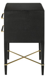 Currey and Company - 3000-0036 - Nightstand - Verona - Black Lacquered Linen/Champagne