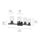 Kichler - 45498BKCLR - Four Light Bath - Crosby - Black