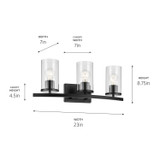 Kichler - 45497BKCLR - Three Light Bath - Crosby - Black