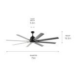 Kichler - 310275SBK - 75"Ceiling Fan - Breda - Satin Black