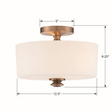 Crystorama - TRA-A3302-VG - Two Light Semi Flush Mount - Travis - Vibrant Gold