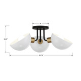 Crystorama - GIG-810-BK-AG - Three Light Semi Flush Mount - Gigi - Black / Aged Brass