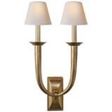Visual Comfort Signature - S 2021HAB-NP - Two Light Wall Sconce - French Deco Horn - Hand-Rubbed Antique Brass