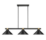 Z-Lite - 1955-3MB-RB-MB15 - Three Light Billiard - Bronte - Matte Black + Rubbed Brass