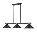 Z-Lite - 1955-3MB-RB-MB15 - Three Light Billiard - Bronte - Matte Black + Rubbed Brass