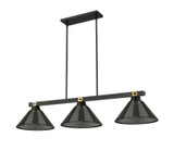 Z-Lite - 1955-3MB-RB-ARS - Three Light Billiard - Bronte - Matte Black + Rubbed Brass