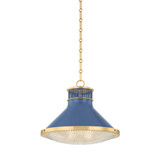 Hudson Valley - MDS2405-AGB/FBL - One Light Pendant - Highclere - Aged Brass/Soft French Blue