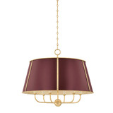 Hudson Valley - MDS121-AGB/CRN - Six Light Chandelier - Cambridge - Aged Brass/Soft Crimson