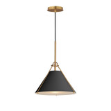 Maxim - 25229BKNAB - One Light Pendant - Lucas - Black / Natural Aged Brass