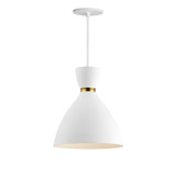Maxim - 11302WTSBR - One Light Mini Pendant - Carillon - White/Satin Brass