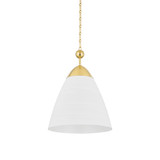 Hudson Valley - BKO1501-AGB/WP - One Light Pendant - Bronson - Aged Brass/White Plaster