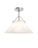 Currey and Company - 9000-1280 - One Light Pendant - Bronwen - Opaque White/Polished Nickel