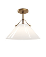 Currey and Company - 9000-1279 - One Light Pendant - Bronwen - Opaque White/Antique Brass