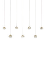 Currey and Company - 9000-1054 - Seven Light Pendant - Crystal Bud - Clear/Contemporary Silver Leaf/Silver