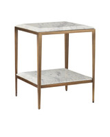 Currey and Company - 4000-0236 - Side Table - Oblique - Natural/Antique Brass