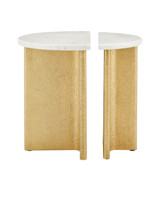 Currey and Company - 4000-0233 - Accent Table - Doublet - White/Antique Brass