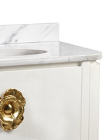 Currey and Company - 3800-0016 - 36" Vanity with Oval Undermount Sink - Briallen - Cerused White/Natural/White/Polished Brass