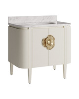Currey and Company - 3800-0016 - 36" Vanity with Oval Undermount Sink - Briallen - Cerused White/Natural/White/Polished Brass