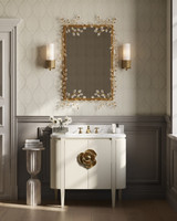 Currey and Company - 3800-0016 - 36" Vanity with Oval Undermount Sink - Briallen - Cerused White/Natural/White/Polished Brass
