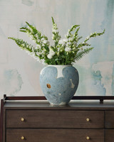 Currey and Company - 1200-0978 - Vase - Bloom - Textured Blue/Off-White/Gold