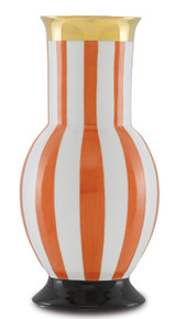 Currey and Company - 1200-0387 - Vase - De Luca Collection - Orange/White/Gold/Black