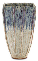 Currey and Company - 1200-0367 - Vase - Sea Horizon Collection - White with Blue and Purple Drip