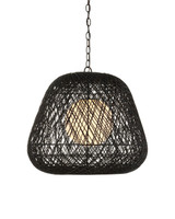 Currey and Company - 9000-1243 - One Light Pendant - Osbert - Black/Satin Black/White