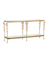 Currey and Company - 4000-0205 - Console Table - Fiore - Polished Brass/Natural