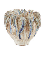 Currey and Company - 1200-0963 - Vase - Tropical Crown - Ivory/Reactive Blue